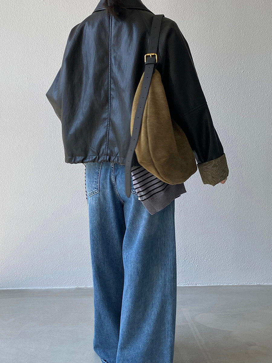 【cimz1667】實拍個性復古黑色工裝皮衣外套251120