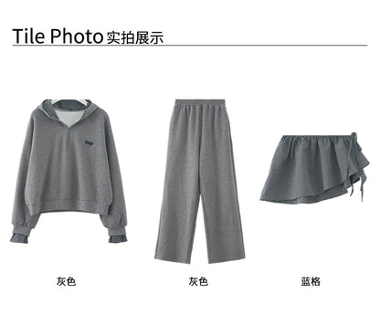 【H5395】實拍韓式連帽衞衣＋直筒衞褲＋屁簾(分開下單） 250902