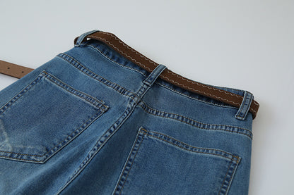 【LD11246】實拍S~XL美式復古大長腿👖高腰彈力顯瘦微喇叭寬鬆直筒牛仔褲260414