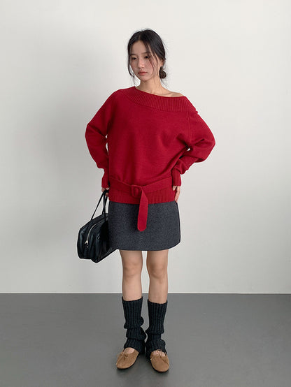 【LD11062】實拍慵懶高級感北極融針織毛衣（可拉一字肩）251209