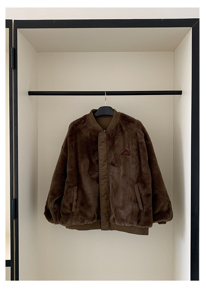 【H5526】實拍兩面穿|絨毛加厚棉服風衣外套251125