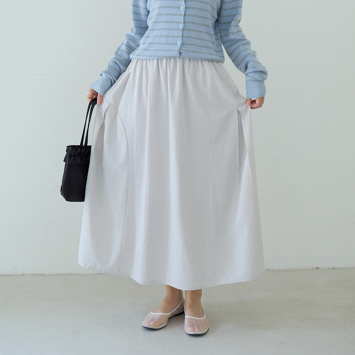 【LD11180】實拍夏季拼接纯色花苞裙260317