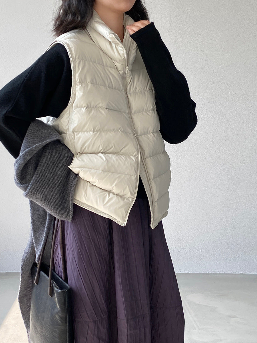 【cimz6377】實拍立領排骨雙頭拉鏈羽絨背心(90白鴨絨)251120