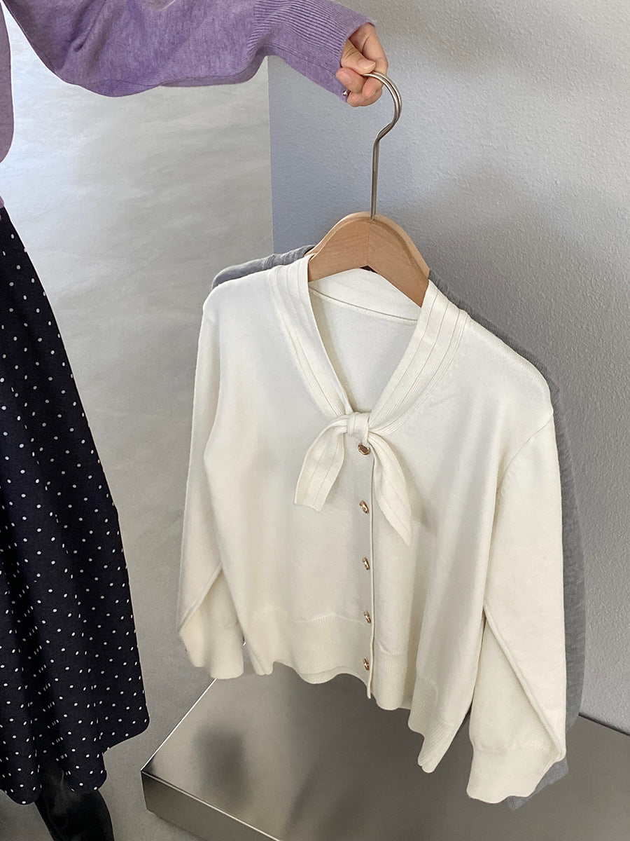 【cimJ8902】實拍氣質小香蝴蝶结針織開衫251114