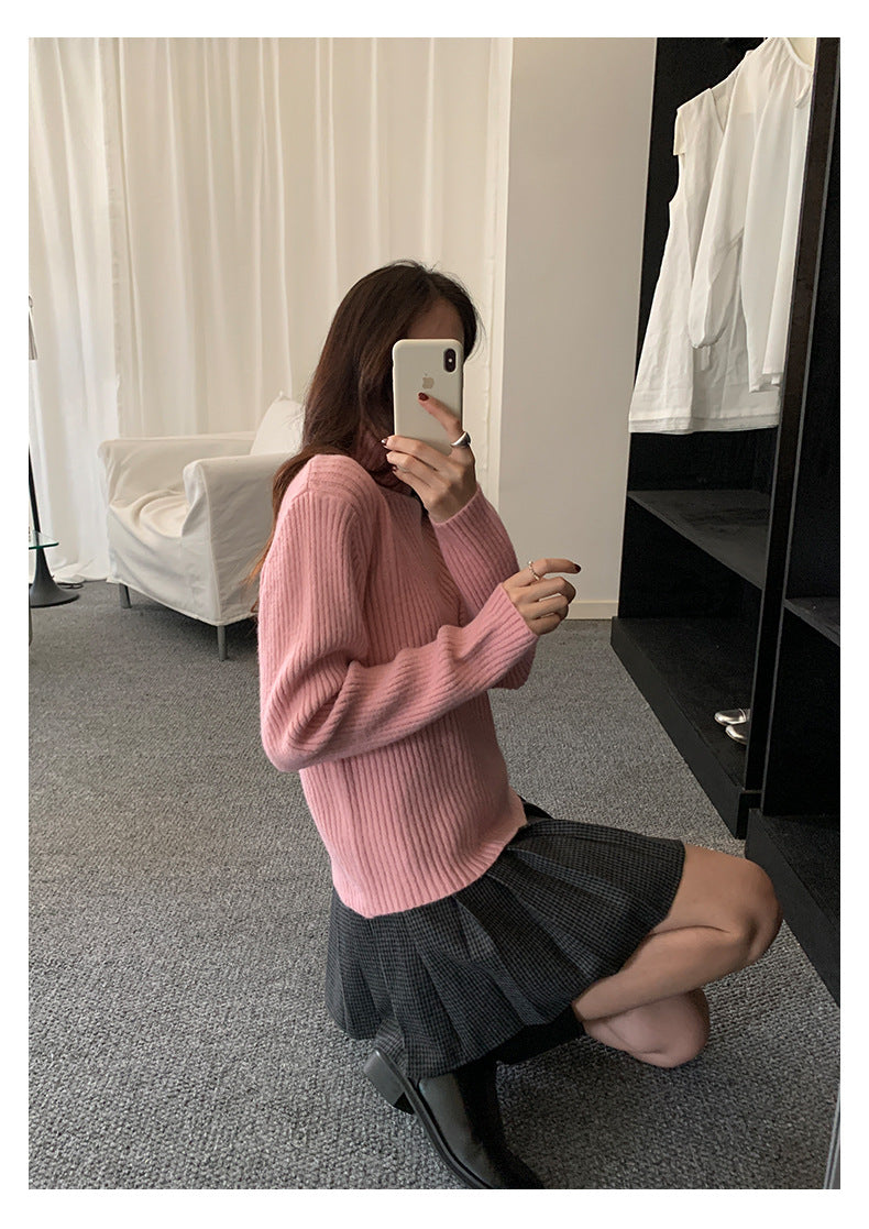 【H5484】實拍秋冬加厚慵懶高領針織毛衣251109