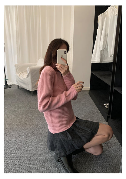 【H5484】實拍秋冬加厚慵懶高領針織毛衣251109