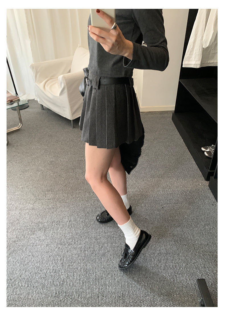 【H5492】實拍S~XL復古學院風磨毛百褶a字裙（內有安全褲）251109