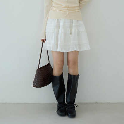 【LD9228】實拍夏日初戀純慾感🤍質感提花高腰顯瘦白色蛋糕短裙260317