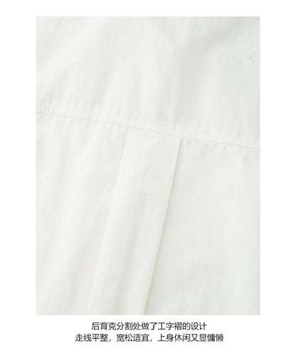 【H5422】實拍法式前襟小刺繡長袖襯衫250909