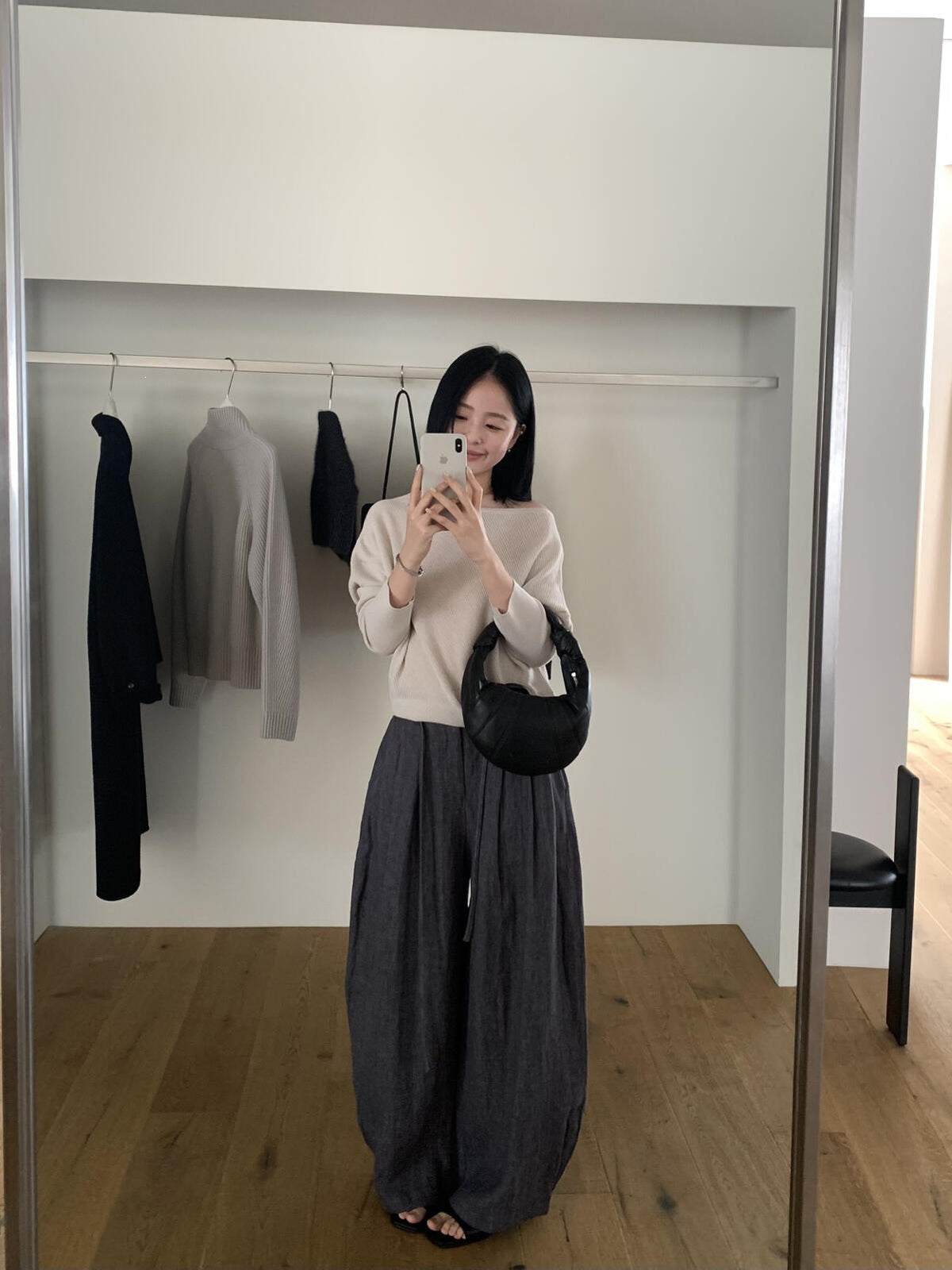 【LS01521】實拍IMISS自在日常・兩穿斜肩寬鬆長袖針織衫261006