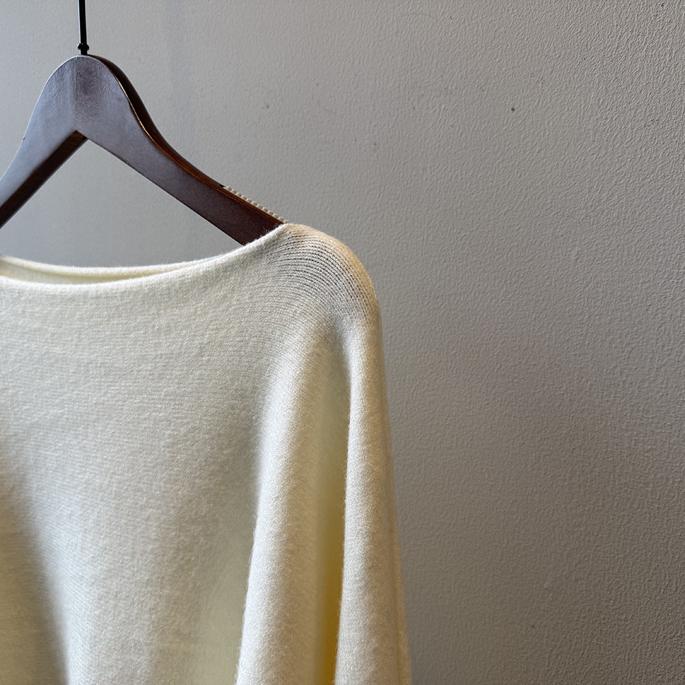 【YP2081】 實拍一字領斜肩慵懶針織毛衣251023