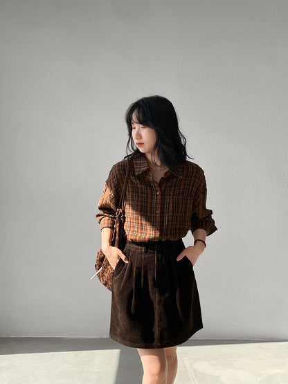 【cimz1753】實拍磨毛加厚復古格紋襯衫 251120