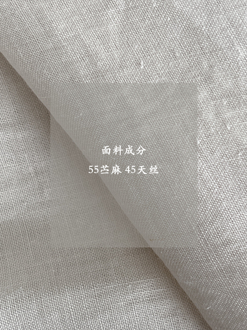 【cimz1875】氣質顯瘦款！法式V領荷葉邊透氣苧麻收腰短袖襯衫260506