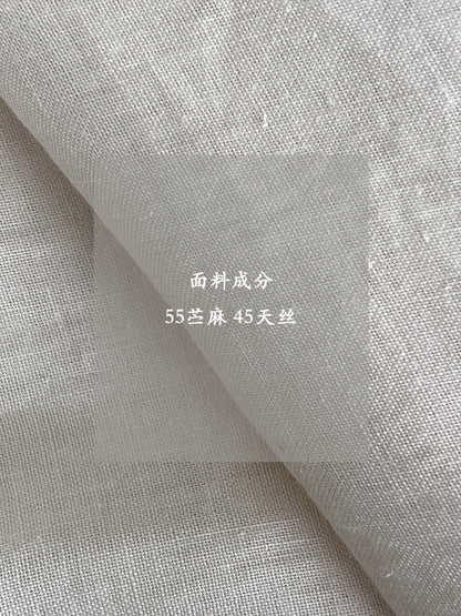 【cimz1875】氣質顯瘦款！法式V領荷葉邊透氣苧麻收腰短袖襯衫260506