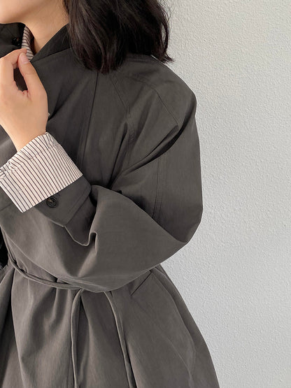 【cim1659】實拍秋冬復古英倫翻領風衣外套＋繫帶251030