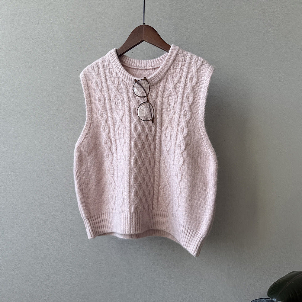 【YP2617】 實拍圓領麻花軟糯針織背心251023