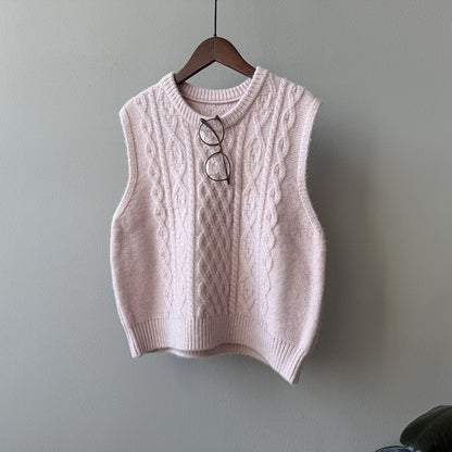 【YP2617】 實拍圓領麻花軟糯針織背心251023