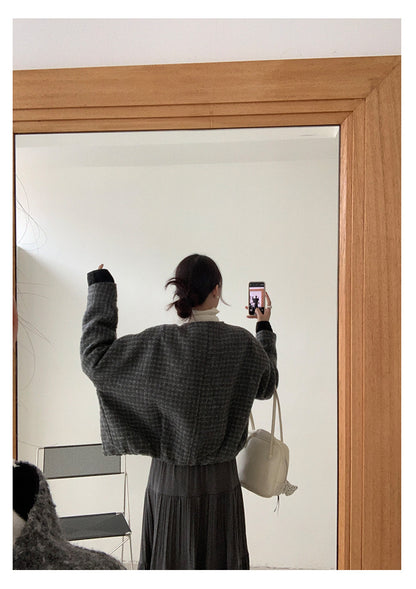 【H5475】實拍小香風粗花呢氣質保暖夾棉外套251109