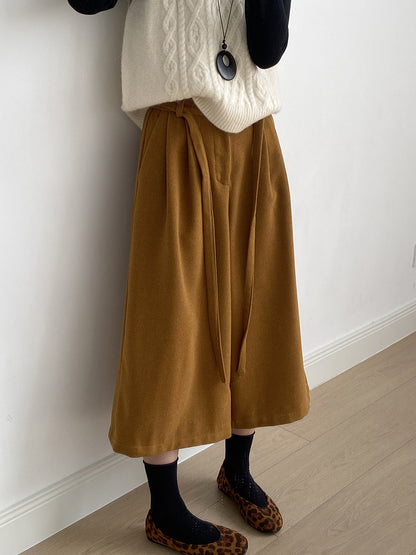 【Y82677】 實拍復古系帶加厚七分闊腿褲251023