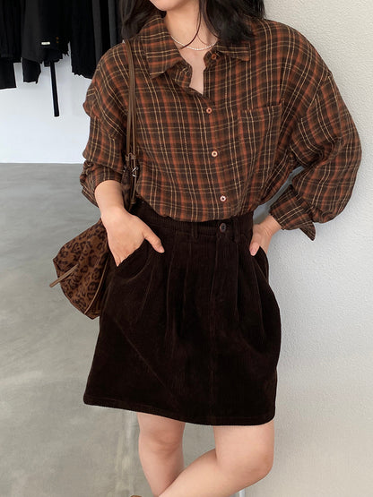 【cimz1753】實拍磨毛加厚復古格紋襯衫 251120