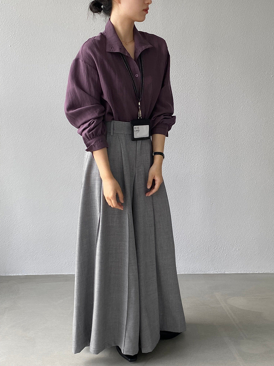 【cim1653】實拍秋日必備高腰壓褶大擺西裝褲251030