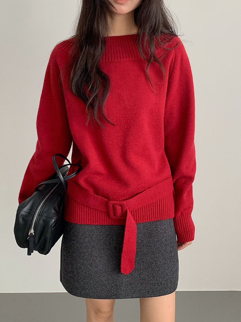 【LD11062】實拍慵懶高級感北極融針織毛衣（可拉一字肩）251209