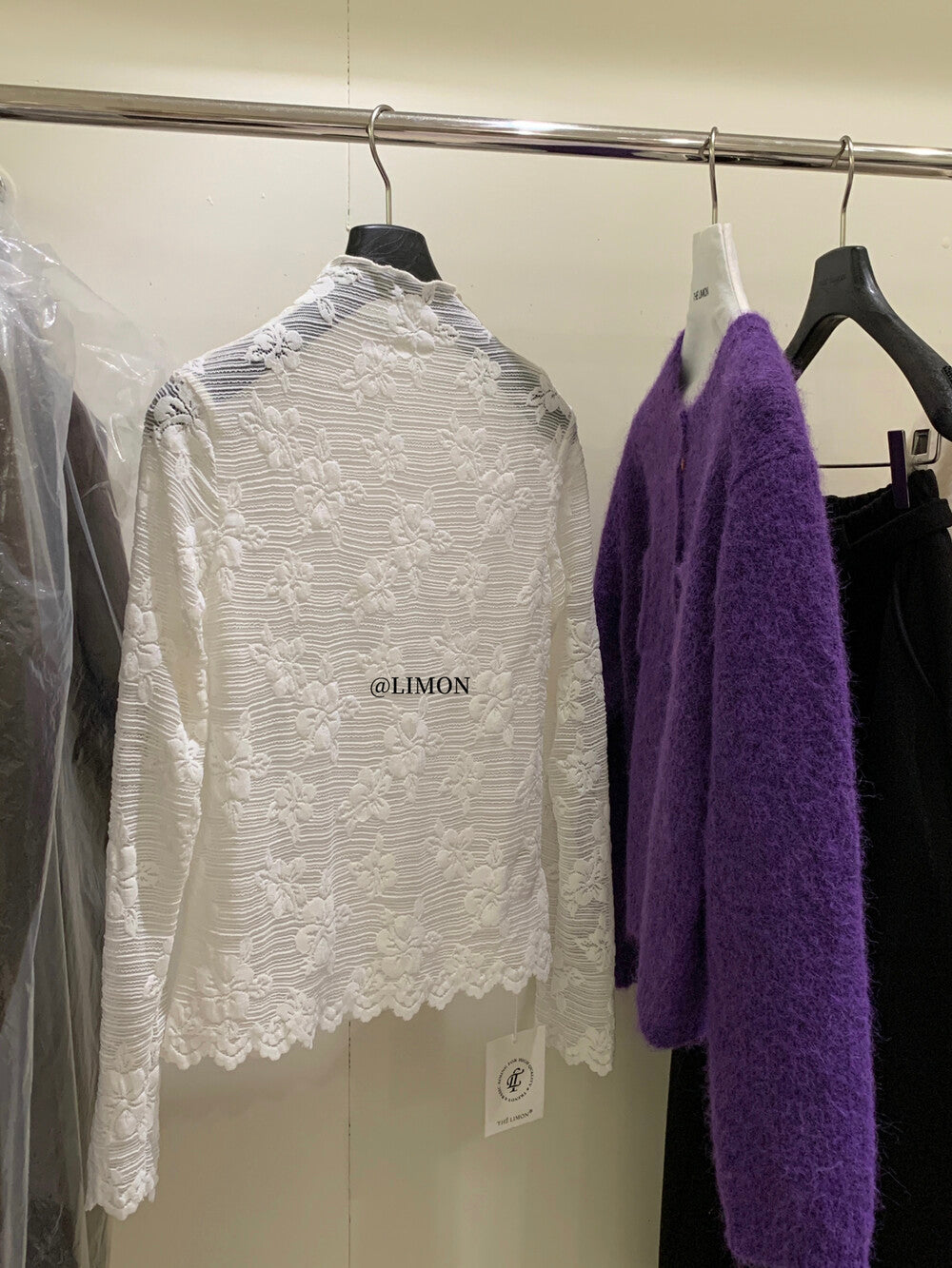 【L9320】實拍檸檬秋冬浪漫內搭立領長袖蕾絲衫251117