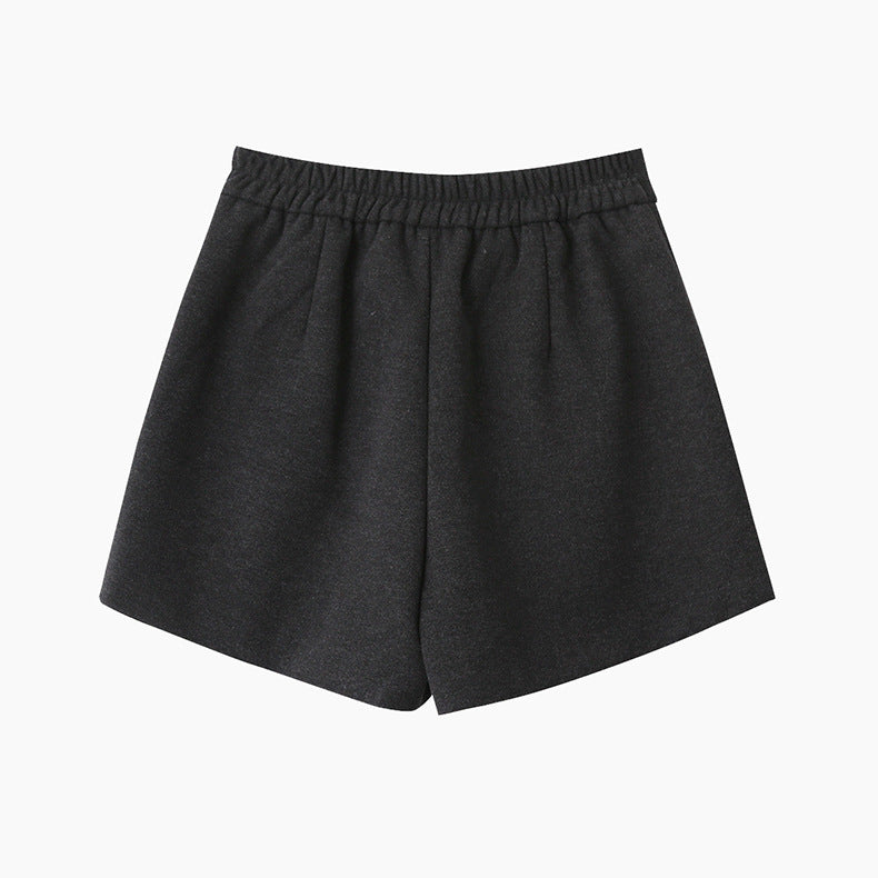 【LD11044】實拍厚款毛呢西裝短褲後鬆緊腰251202