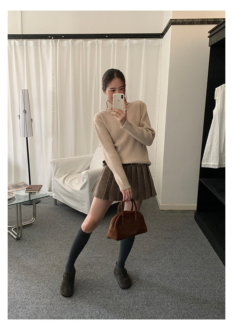 【H5484】實拍秋冬加厚慵懶高領針織毛衣251109