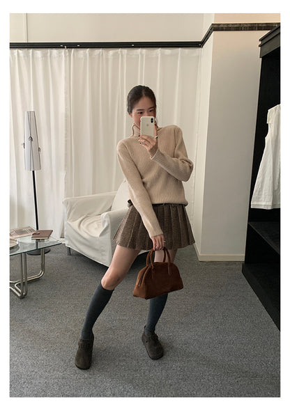 【H5484】實拍秋冬加厚慵懶高領針織毛衣251109