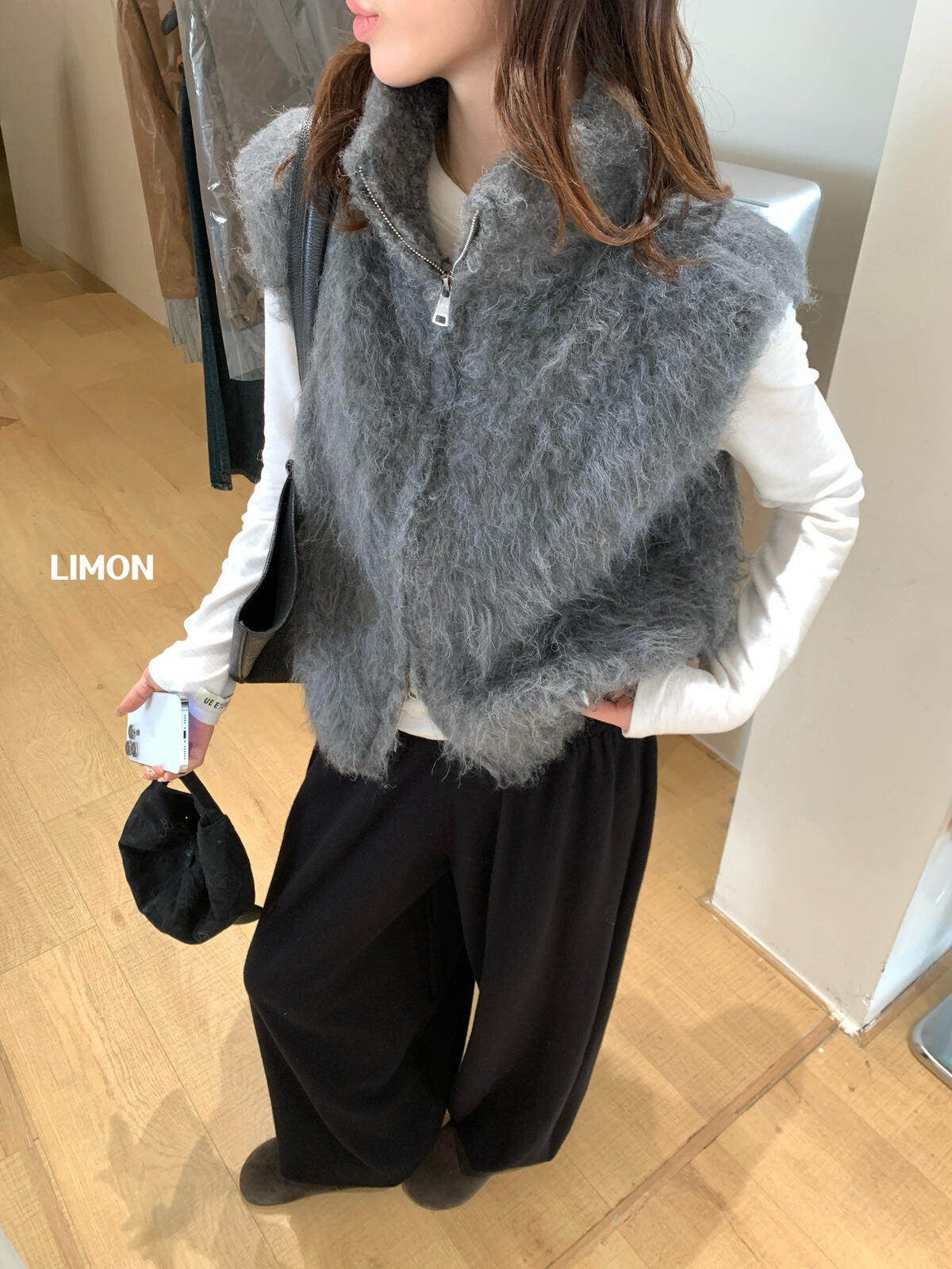 【LD66133】檸檬家法式溫柔棉羊毛圈圈立領拉鍊疊穿背心261020