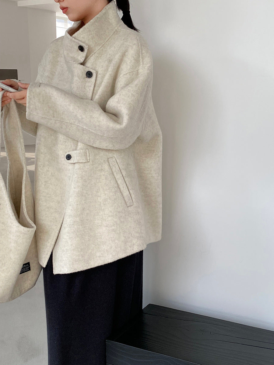 【cim2517】實拍蘇黎世冬日立領雙面呢毛呢外套大衣(100羊毛)251030
