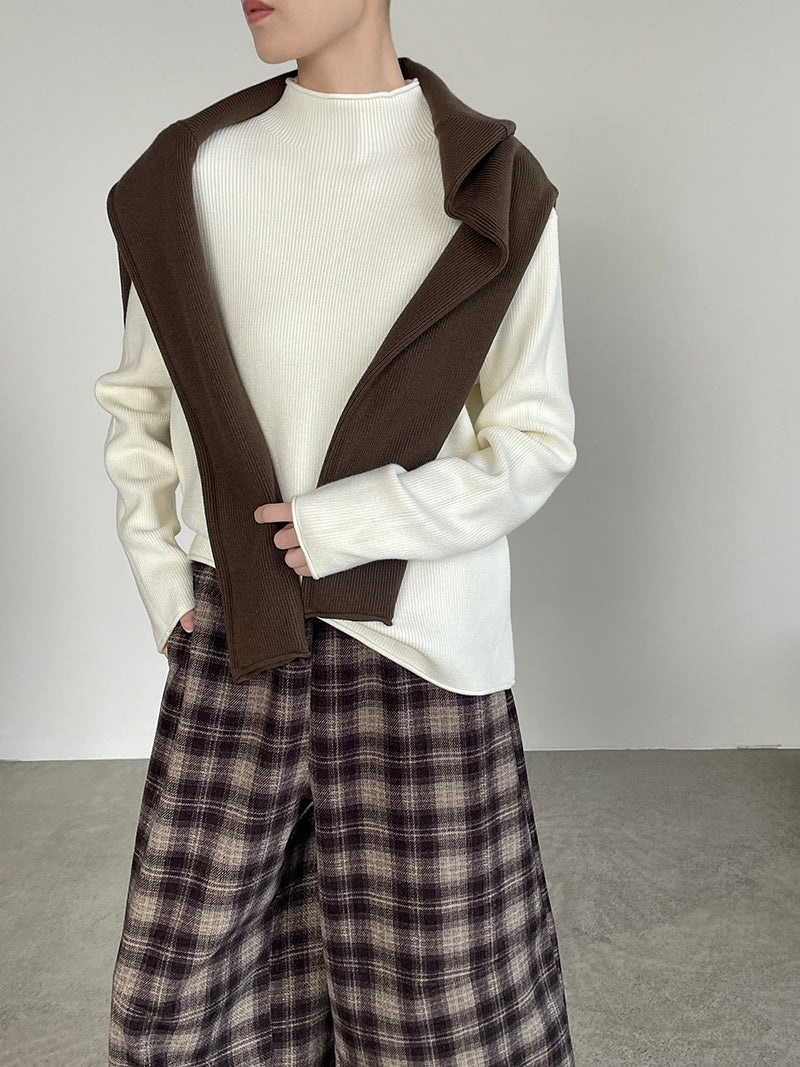 【cimYL713】實拍加厚捲邊半高領保暖針織衫251201