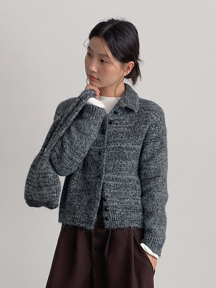 【LD3296】實拍輕奢復古寬翻領厚實針織外套＋針織包251103