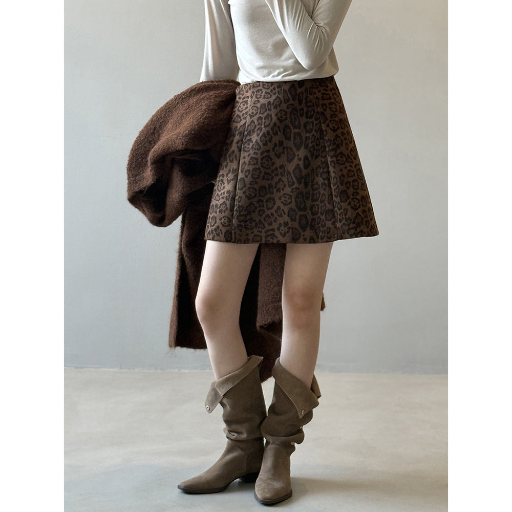 【Y82656】實拍美式復古豹紋A字裙(內有安全褲）251016