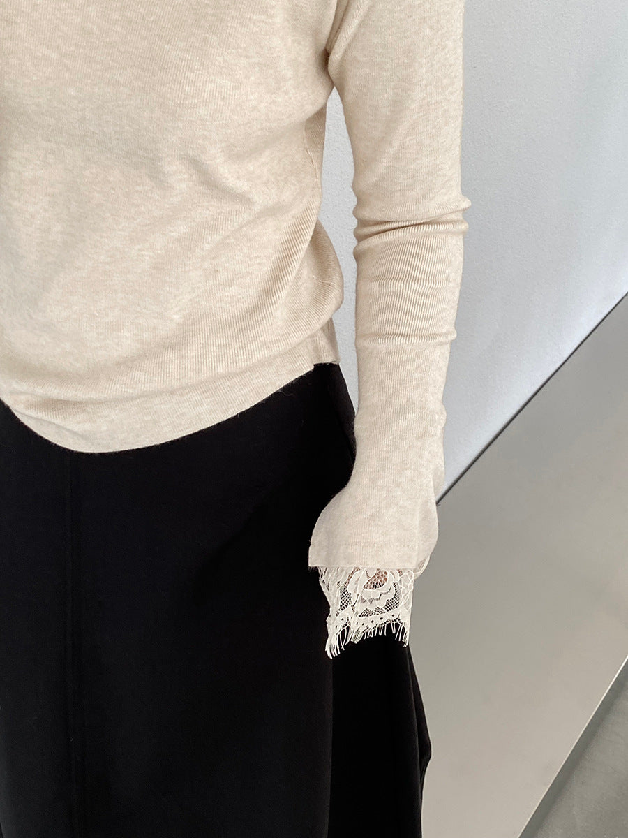 【cimz8833】實拍精緻蕾絲長袖針織衫251120