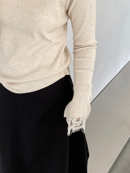 【cimz8833】實拍精緻蕾絲長袖針織衫251120