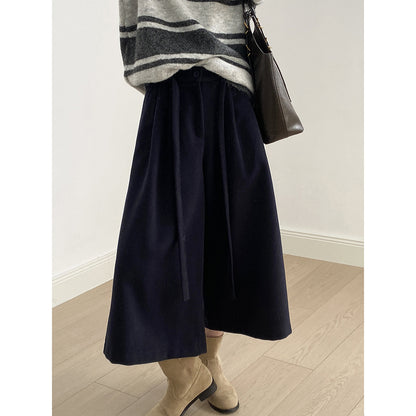 【Y82677】 實拍復古系帶加厚七分闊腿褲251023