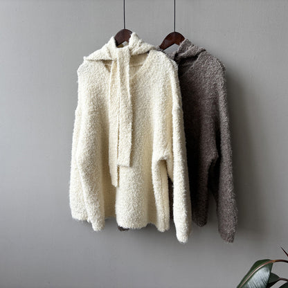 【YK259】實拍冬季慵懒奶呼呼針織毛衣+可拆卸披肩帽子(羊毛12%)251113