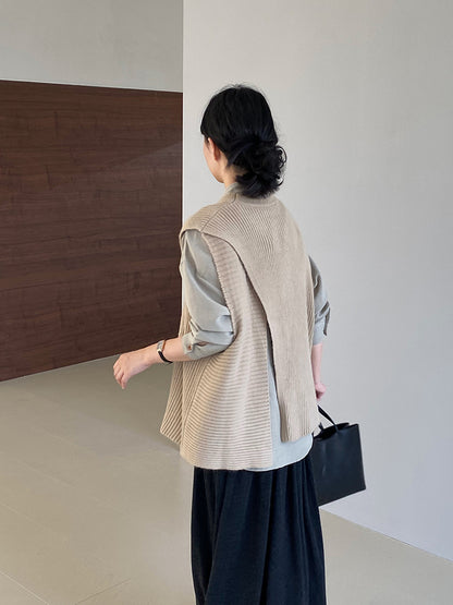 【cim8979】實拍秋冬設計師款不規則寬鬆針織馬甲251030