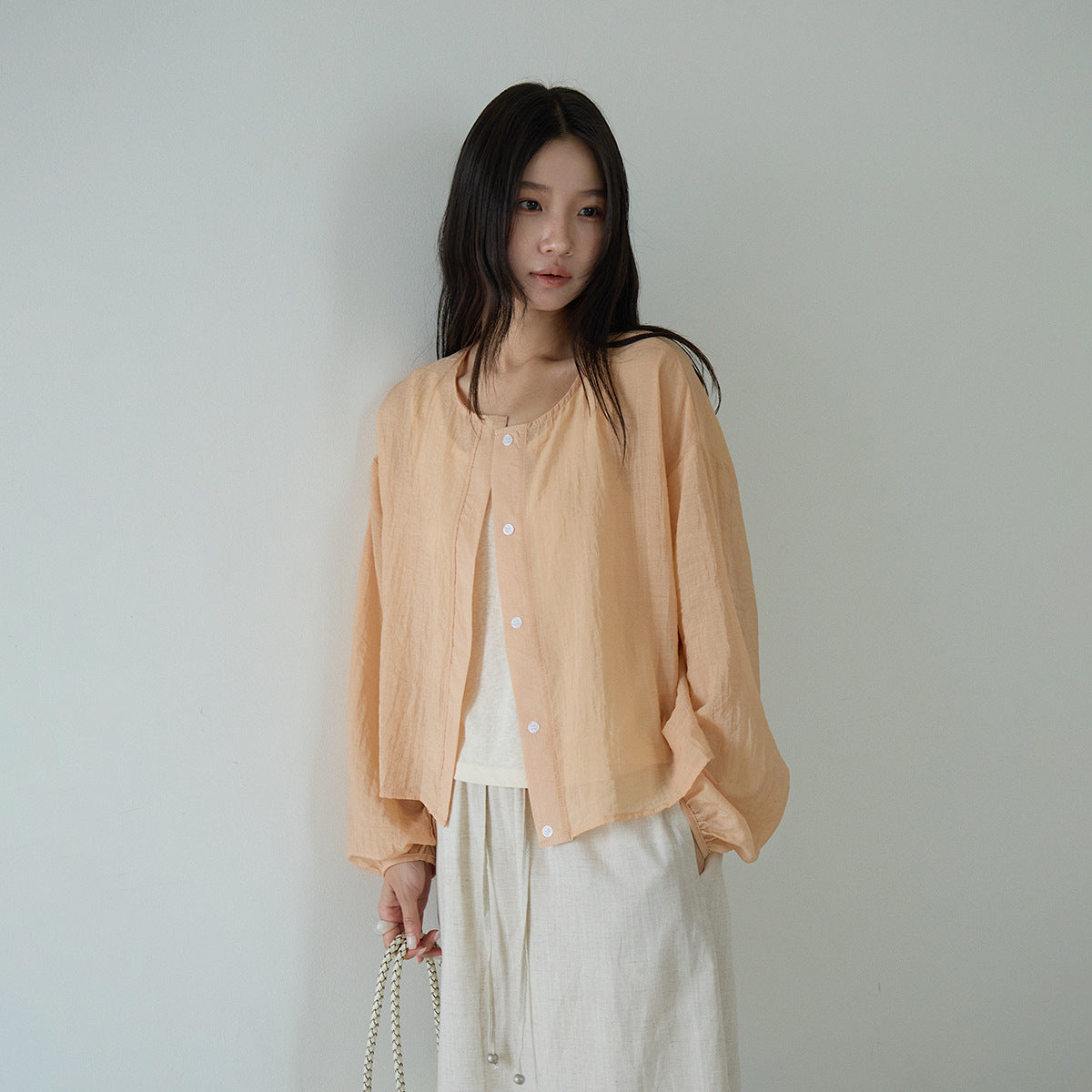 【LD11251】夏日輕氧女孩🍃天絲棉圓領純色襯衫罩衫+背心兩件套裝

260427
