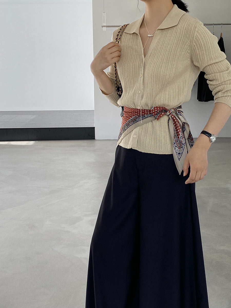 【cim6901】實拍慵懶紙片人polo領針織衫251030