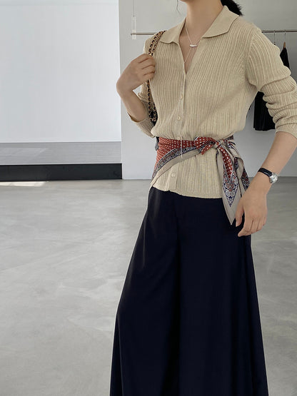 【cim6901】實拍慵懶紙片人polo領針織衫251030