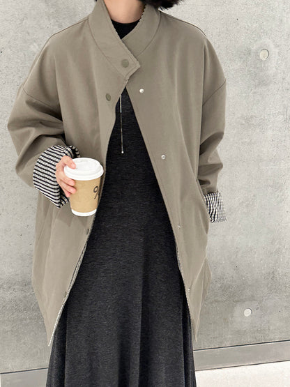 【cim1228】實拍韓國高級天絲棉雙面可穿黑白格風衣外套251030