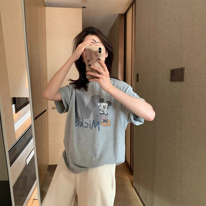 【L20610】實拍簡約日常印花寬鬆舒適短袖T恤250602