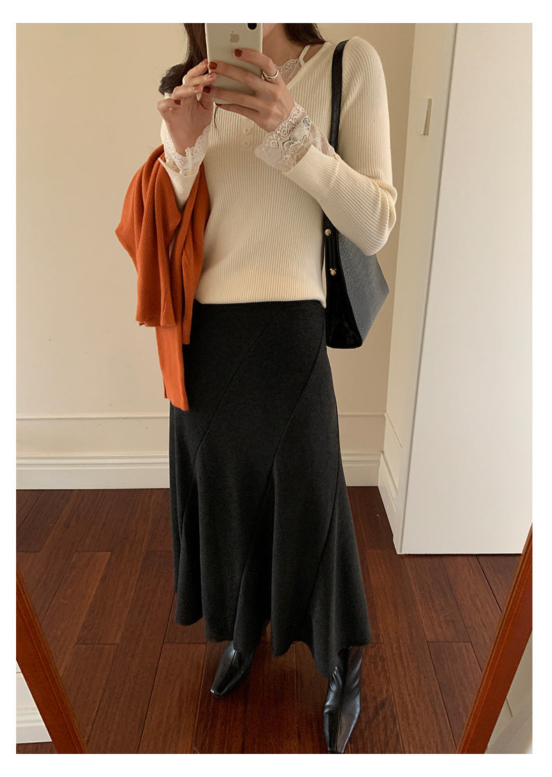 【H5520】實拍冬季法式高級魚尾裙251125