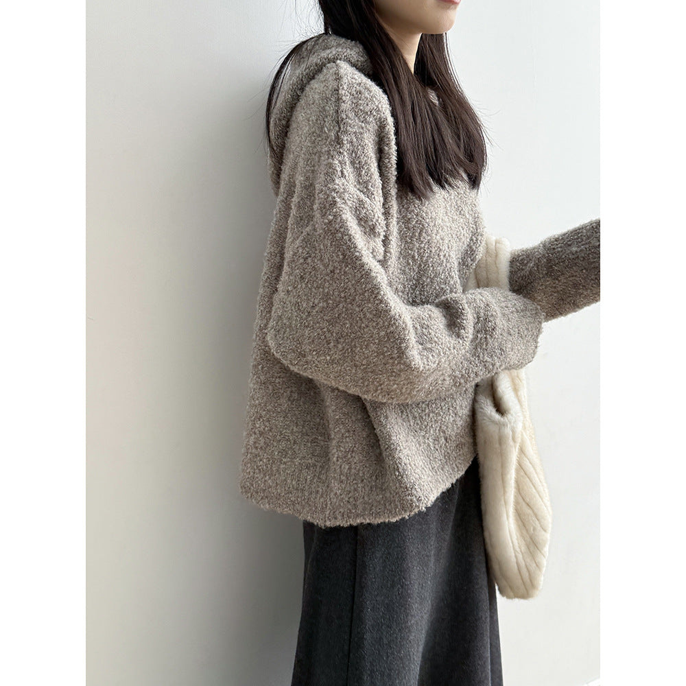 【Y2188】實拍冬季圈圈絨可愛連帽針織毛衣251106