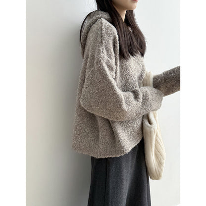 【Y2188】實拍冬季圈圈絨可愛連帽針織毛衣251106