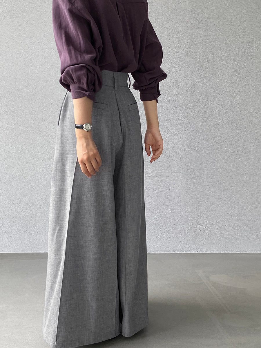 【cim1653】實拍秋日必備高腰壓褶大擺西裝褲251030