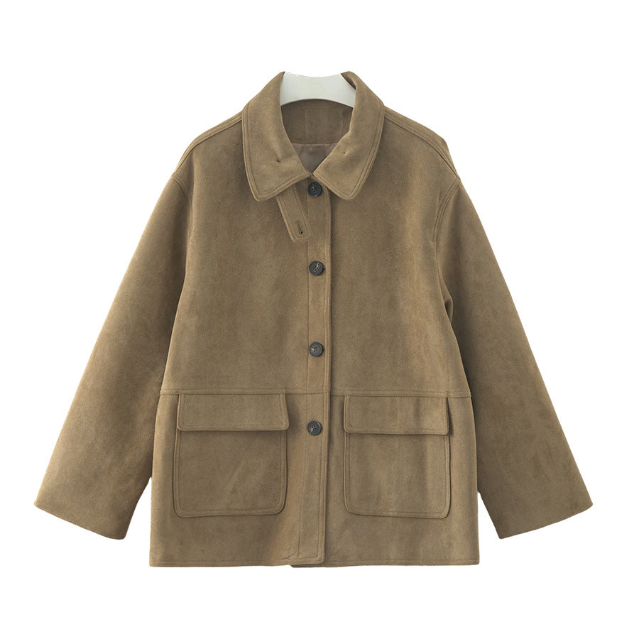 【H5493】實拍復古高領麂皮絨西裝外套251109